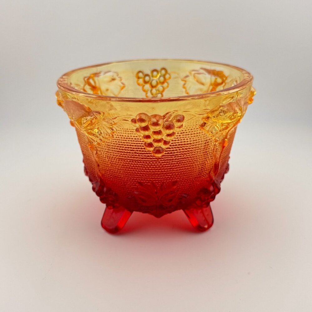 Vintage Jeanette Amberina Harvest Grapes Footed Candy Dish w/Lid Carnival Glass - Picture 2 of 11